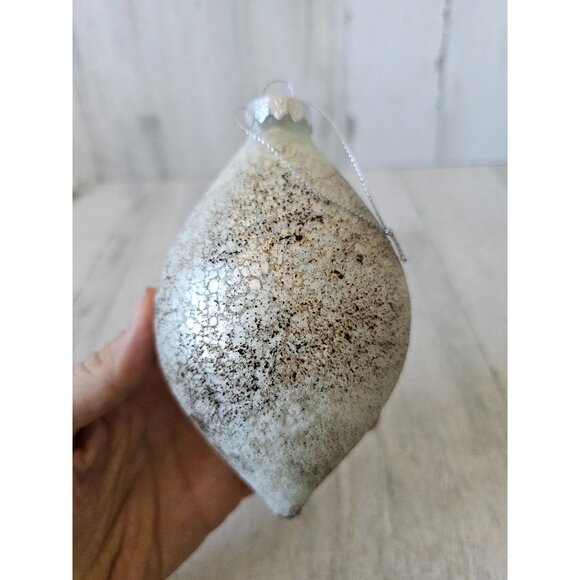 Speckled brown white teardrop ornament glass Xmas tree - Picture 5 of 8